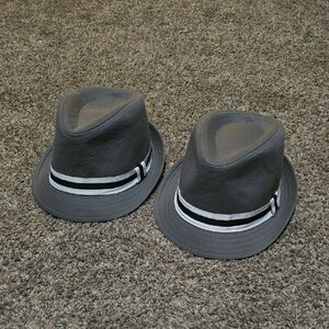 Stylish Gray Fedora Hats with Striped Band